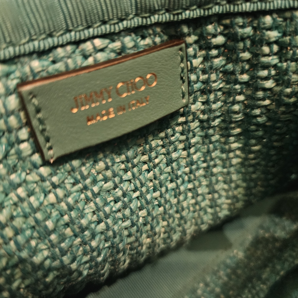New Authentic Jimmy Choo Turquoise Woven Tote - Picture 9 of 15